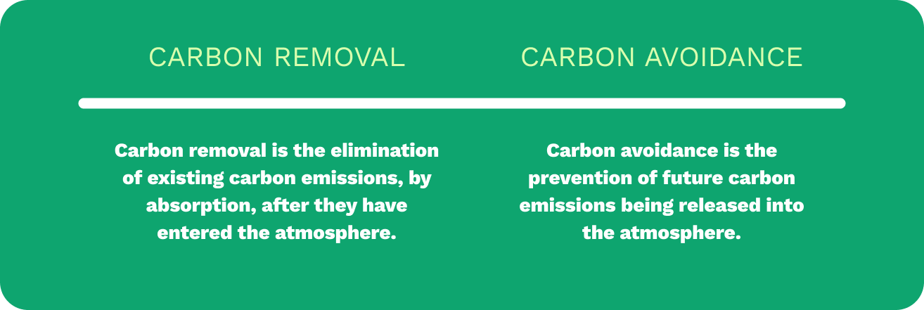 Carbon removal and carbon avoidance table